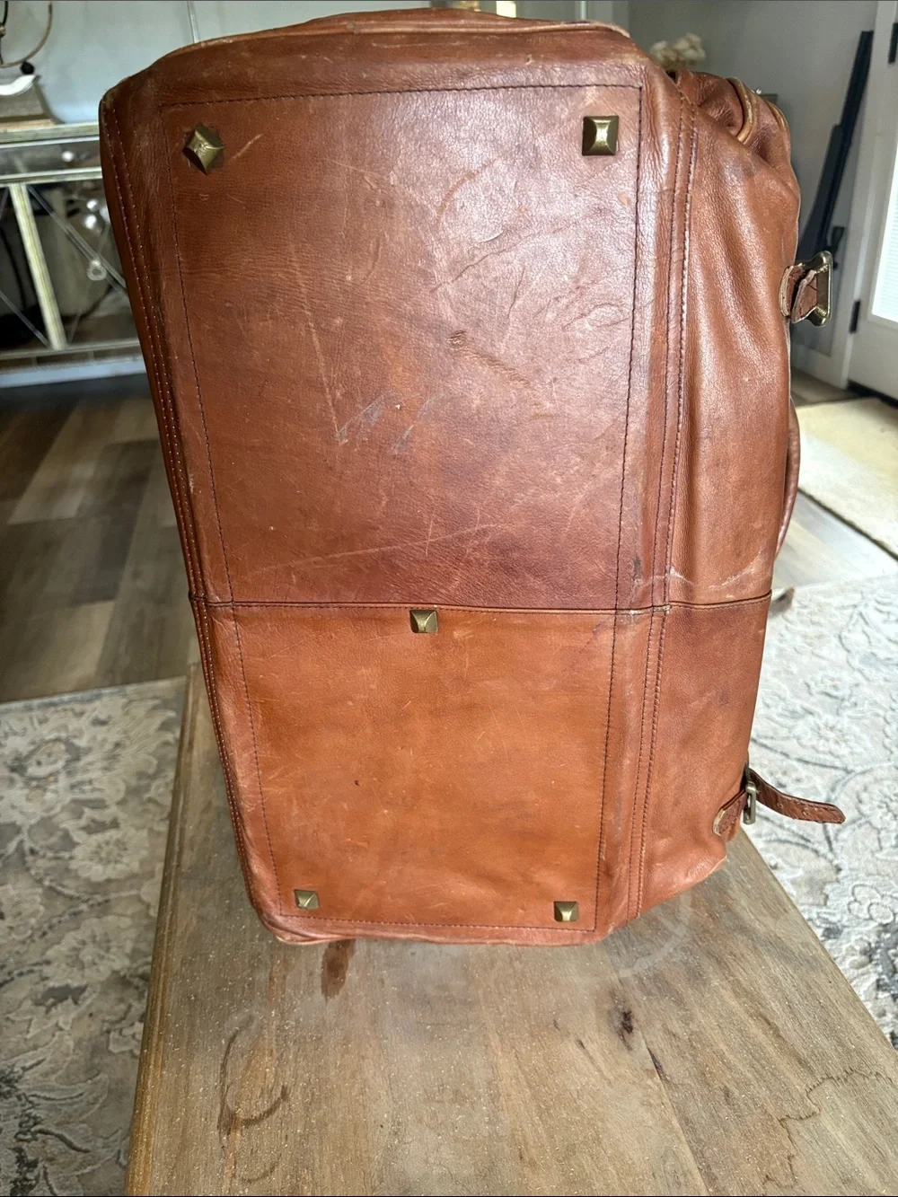 Leather Weekender Bag - Brown
